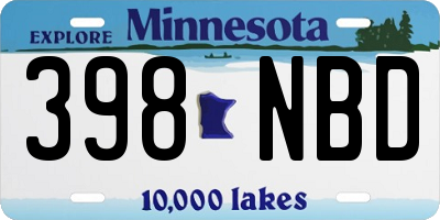 MN license plate 398NBD