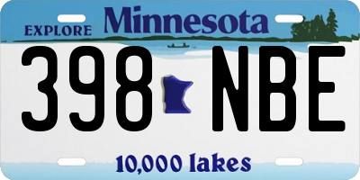 MN license plate 398NBE