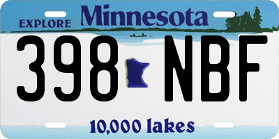 MN license plate 398NBF