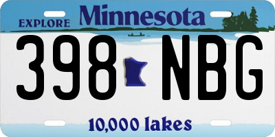 MN license plate 398NBG