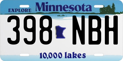 MN license plate 398NBH