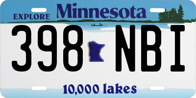 MN license plate 398NBI