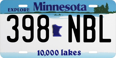 MN license plate 398NBL