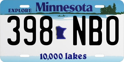 MN license plate 398NBO