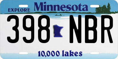 MN license plate 398NBR