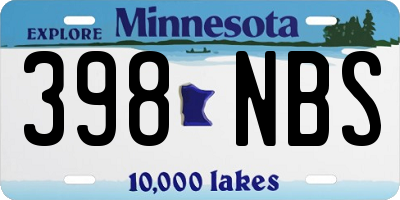MN license plate 398NBS