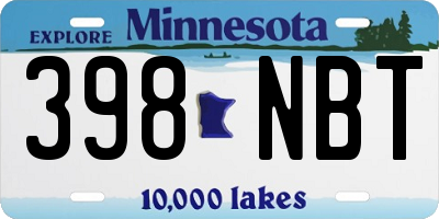 MN license plate 398NBT