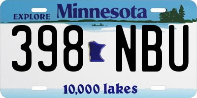 MN license plate 398NBU