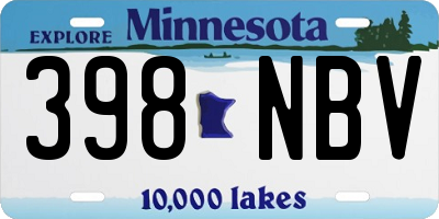 MN license plate 398NBV