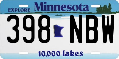 MN license plate 398NBW