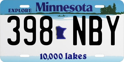 MN license plate 398NBY