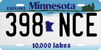 MN license plate 398NCE