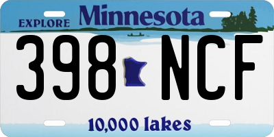MN license plate 398NCF