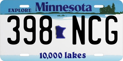 MN license plate 398NCG