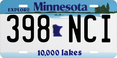 MN license plate 398NCI