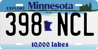 MN license plate 398NCL