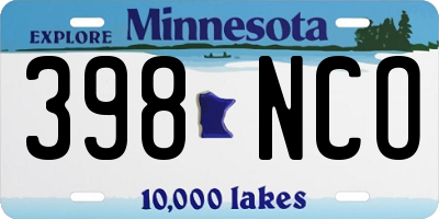 MN license plate 398NCO