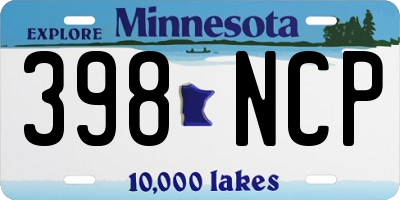 MN license plate 398NCP