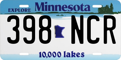 MN license plate 398NCR