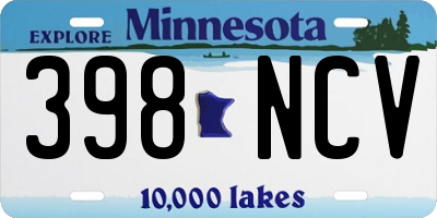 MN license plate 398NCV