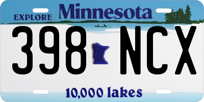 MN license plate 398NCX