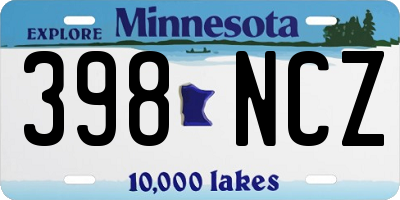 MN license plate 398NCZ