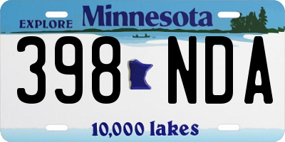 MN license plate 398NDA