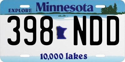 MN license plate 398NDD