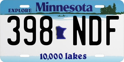 MN license plate 398NDF