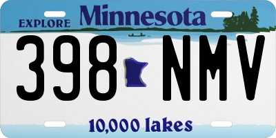 MN license plate 398NMV