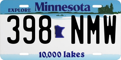 MN license plate 398NMW