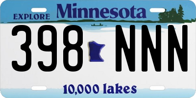 MN license plate 398NNN