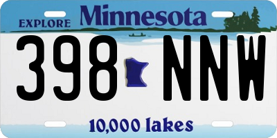 MN license plate 398NNW
