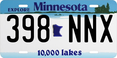 MN license plate 398NNX