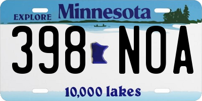 MN license plate 398NOA