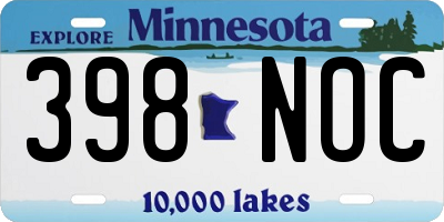 MN license plate 398NOC
