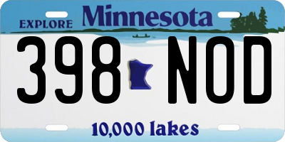 MN license plate 398NOD