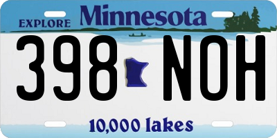 MN license plate 398NOH