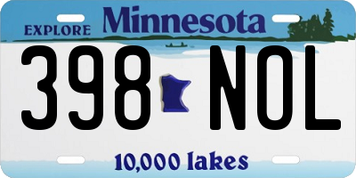 MN license plate 398NOL