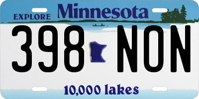 MN license plate 398NON
