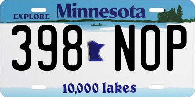 MN license plate 398NOP