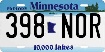 MN license plate 398NOR