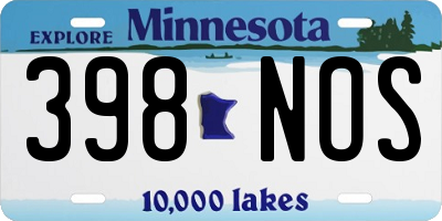 MN license plate 398NOS