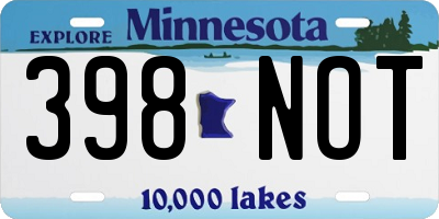 MN license plate 398NOT