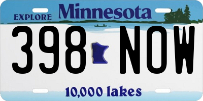 MN license plate 398NOW