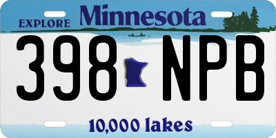 MN license plate 398NPB