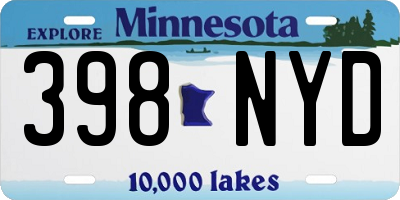 MN license plate 398NYD