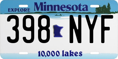 MN license plate 398NYF