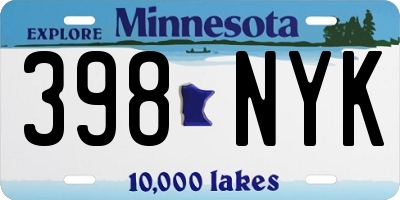 MN license plate 398NYK