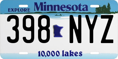 MN license plate 398NYZ